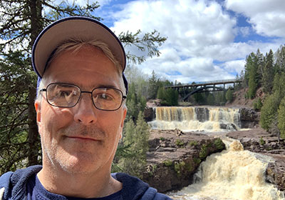 Pat in front of Gooseberry Falls State Park