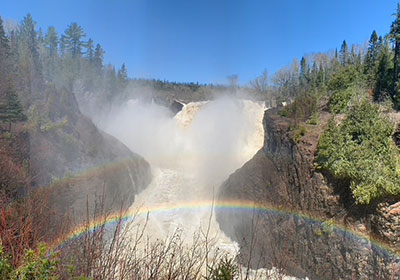 Panoramic view of river and Waterfall