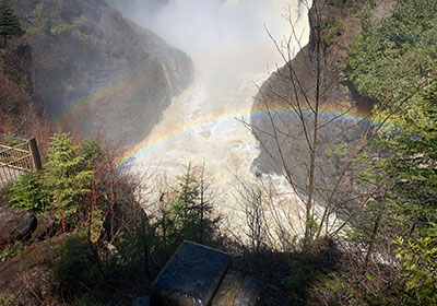 Blue sky peyond the waterfall