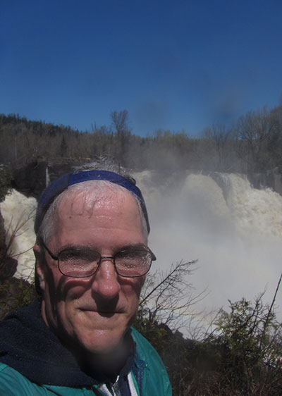 Pat getting wet at Grand Portage