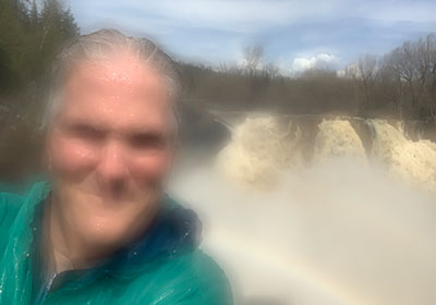Very blurry picture of Pat do to the water from the waterfall
