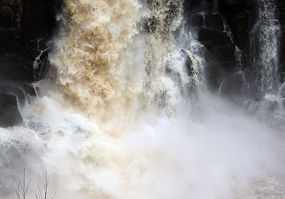 Water crashes to ground