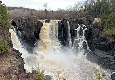 View of waterfall from platform