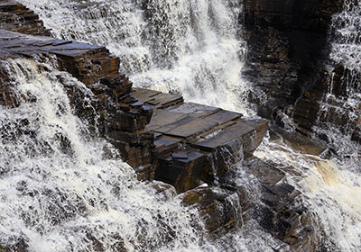 Water flowing over rocks