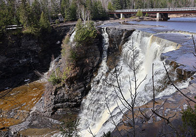 View from side of waterfall