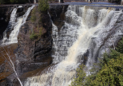 Looking down at waterfall