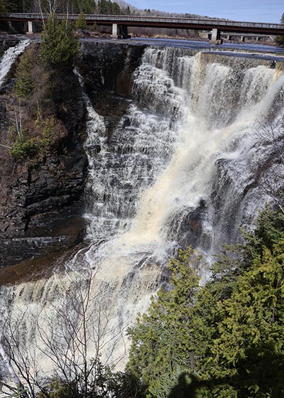 View from platform next to waterfall