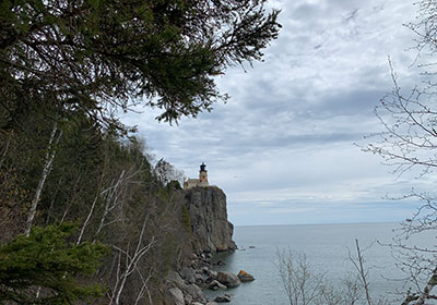 Split Rock State Park lighthouse in distance