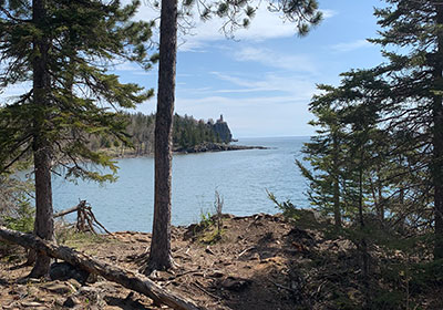 Lighthouse beyond trees