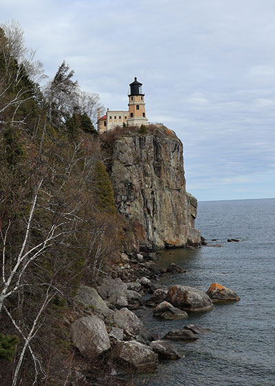 Lighthouse looking over lake