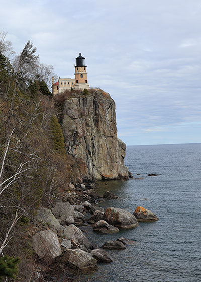 Lighthouse sits on cliff