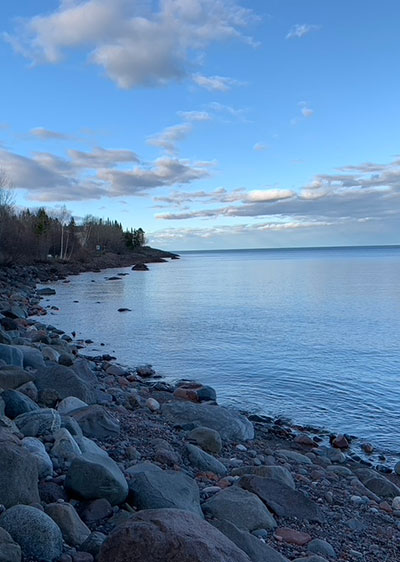 Rocks by lake