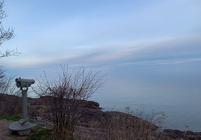 Telescope pointing towards Lake Superior