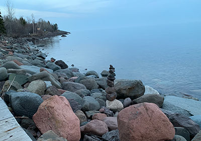 Stacked rock along Lake Superior