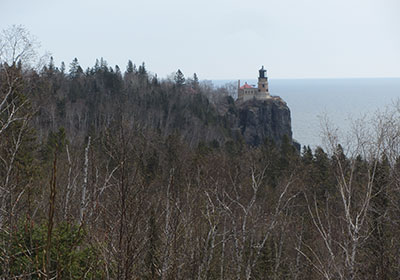 Lighthouse and Lake Superior in distance