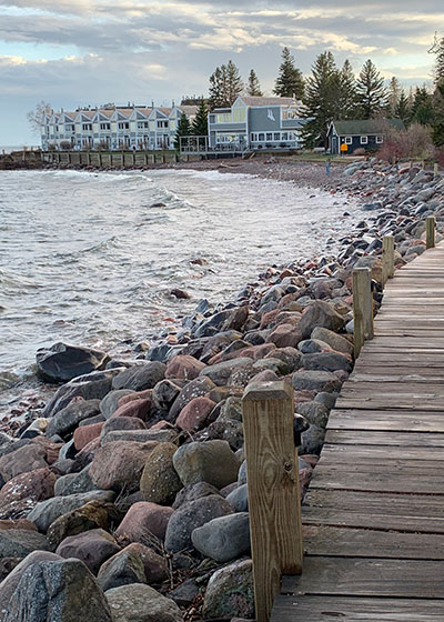 Boardwalk along water of Lake Superior