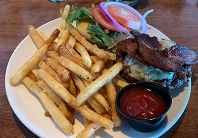 Hamburger with French fries