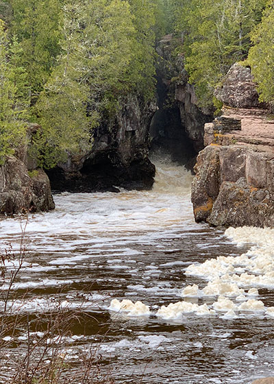 White foam on river