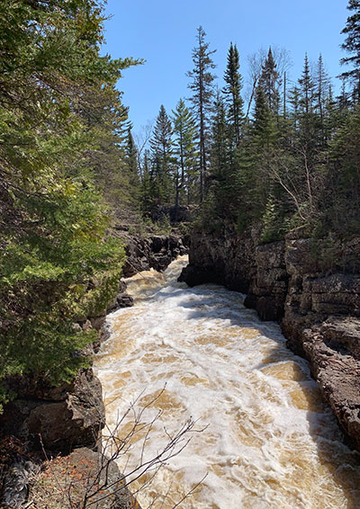 River flows with white caps