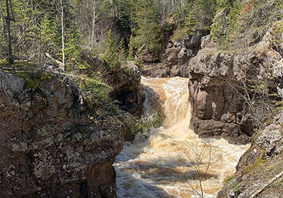 Small waterfall on river