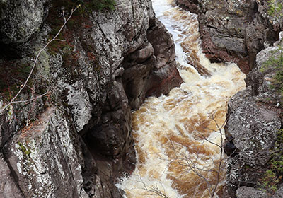 Closeup of river water running