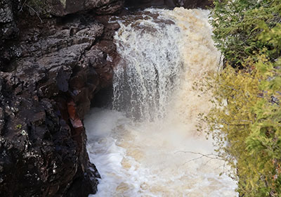 Small waterfall in river