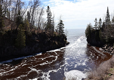 Water flows into Lake Superior