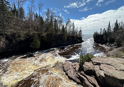 Water flows from river into lake