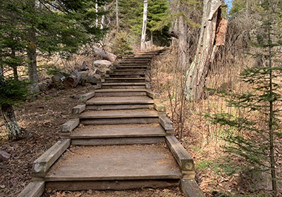 Steps going up to cliffs