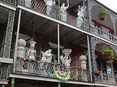 Statues on balcony
