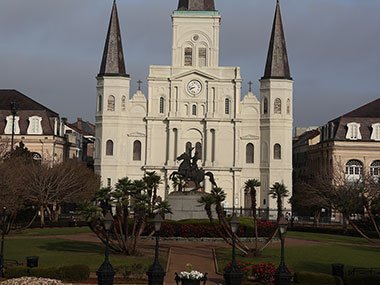 Elevated view of St. Louis Cathedral and Jackson Square