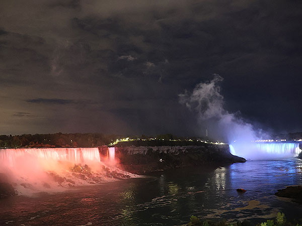 Distant view of Niagara Falls as viewed from Canadian side