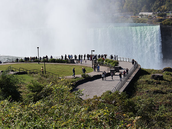People lined up viewing Niagara Falls