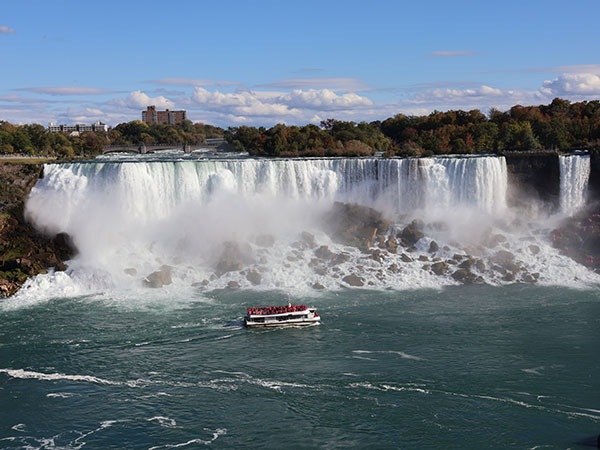 Boat in front of Niagara Falls as viewed from Canadian side