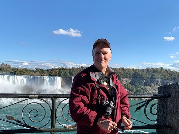 Pat in front of Niagara Falls as viewed from Canadian side